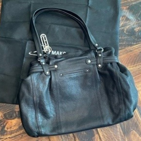 B. Makowsky Leather Hobo Bag (Black) - Picture 3 of 10